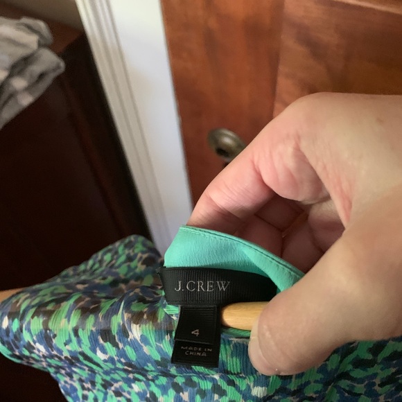 J. Crew silk green/blue abstract dot dress, size 4 - Picture 4 of 4